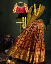 Maroon Kanjivaram Lehenga Set